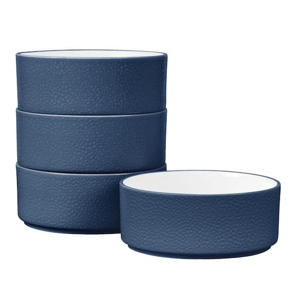 Colortex Stone 20 fl.oz Blue Porcelain Cereal Bowl 6 in. (Set of 4)
