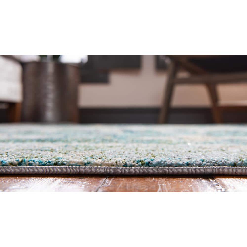 Eco-Friendly Geometric Green Synthetic 8' x 10' Indoor Rug