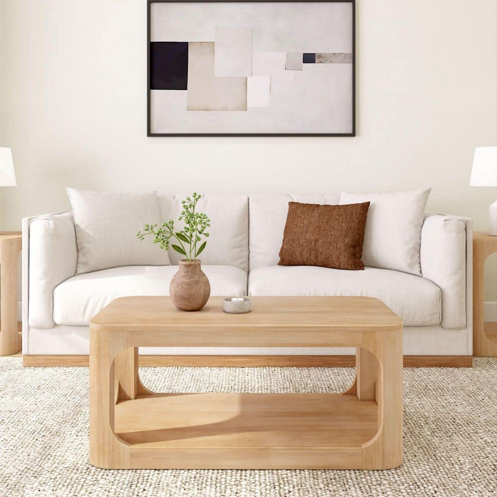 Forma 40 in. Blonde Rectangle Wood Coffee Table with Shelf price history on PriceWatchPro