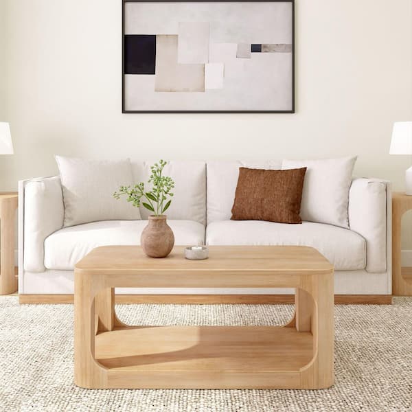 Forma 40 in. Blonde Rectangle Wood Coffee Table with Shelf