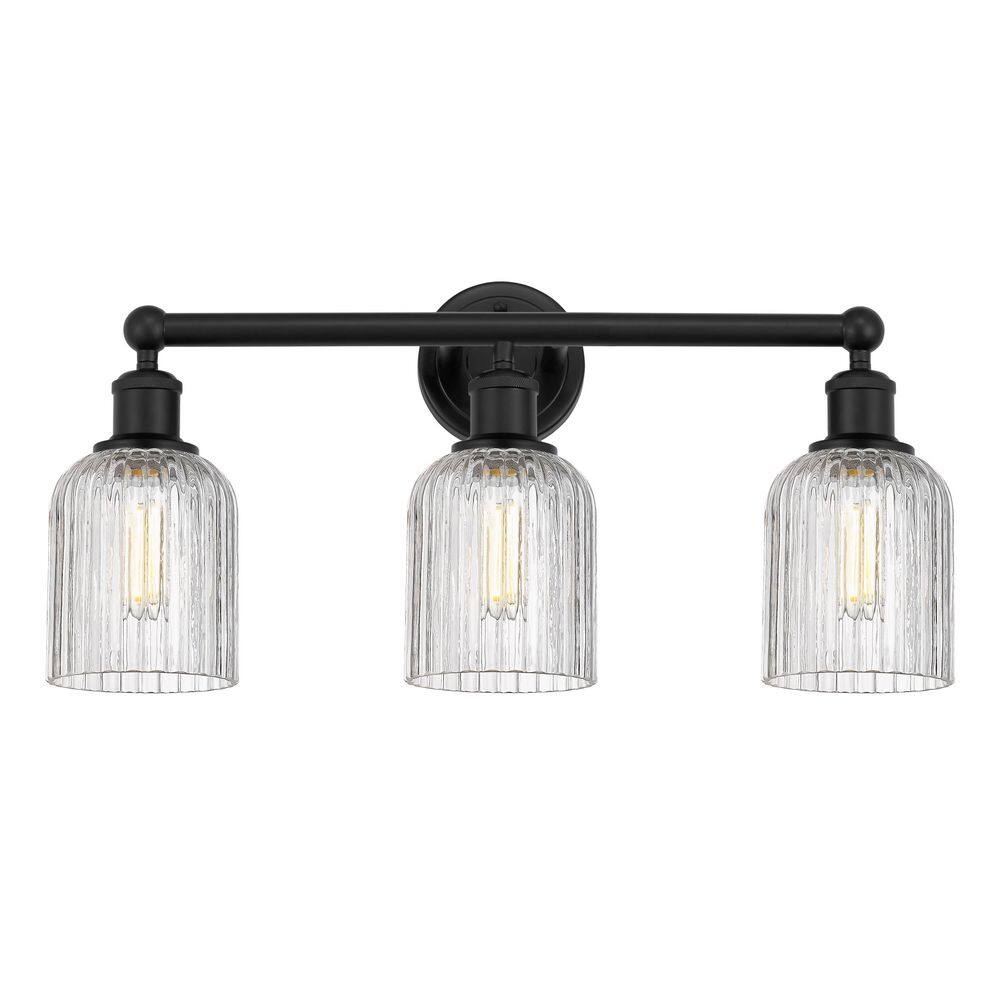 Bridal Veil 23 in. 3-Light Matte Black Vanity Light with Glass Shade price history on PriceWatchPro