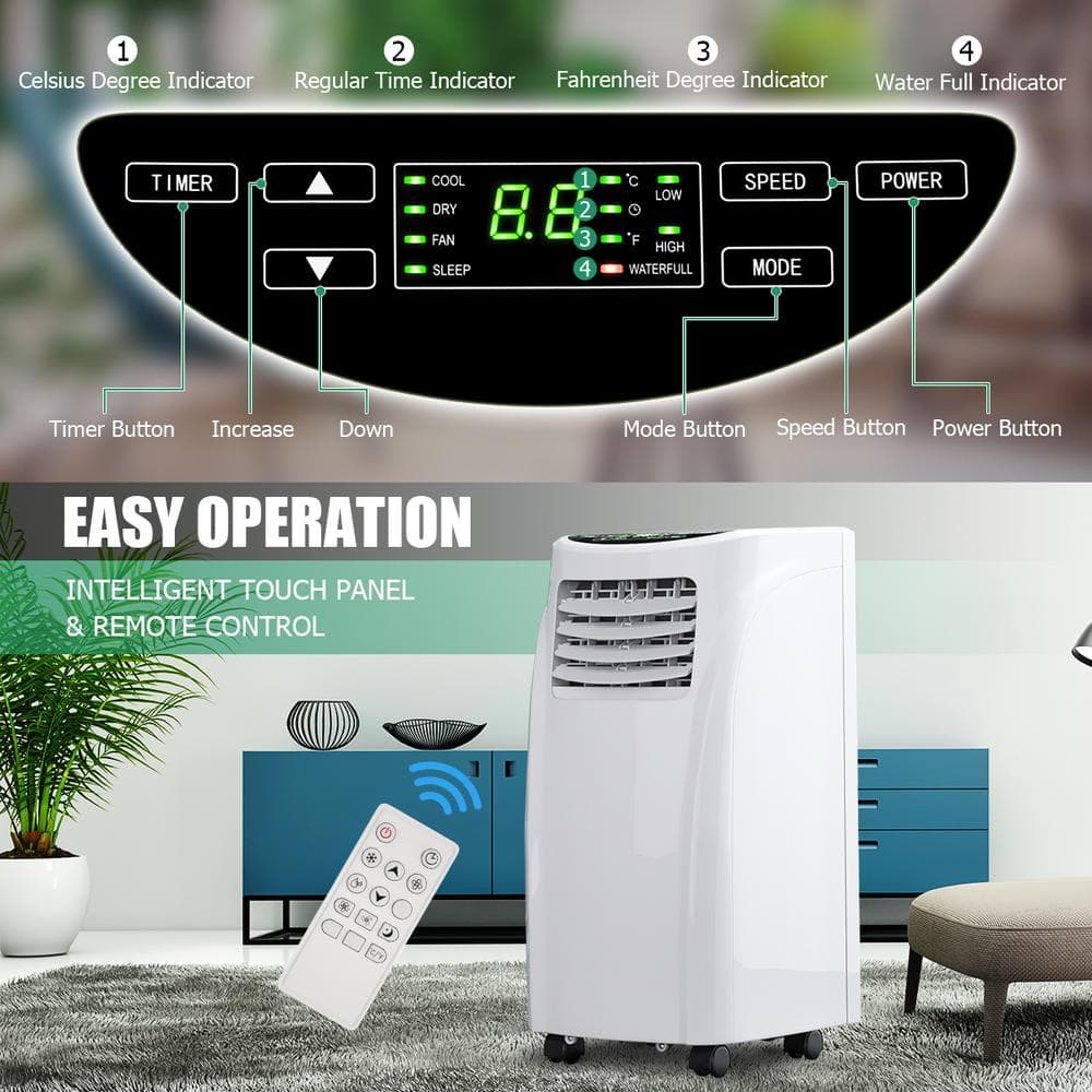 White Portable Air Conditioner with Remote and Sleep Mode