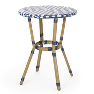 Groveport Navy Blue and White Metal Outdoor Patio Bistro Table