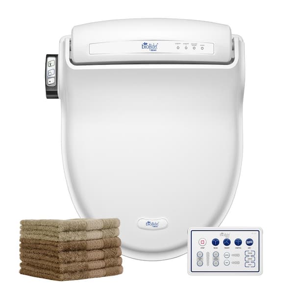 BIO BIDET BB-1000 Supreme Electric Bidet Seat for Round Toilets in White with Drylette Towels
