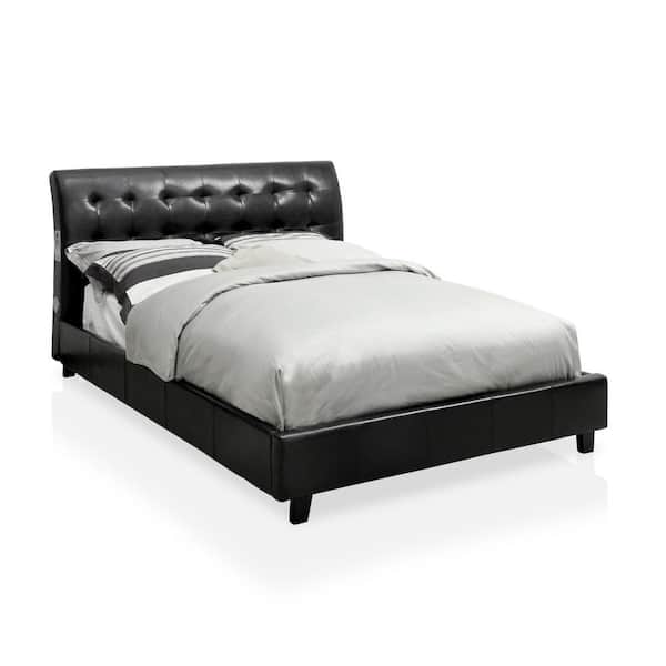 Furniture of America Gregorion 58.25 in. W Black Full Wood Frame Upholstered Platform Bed
