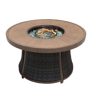 Flame Wicker Outdoor Dining Table Patio Firepit Table