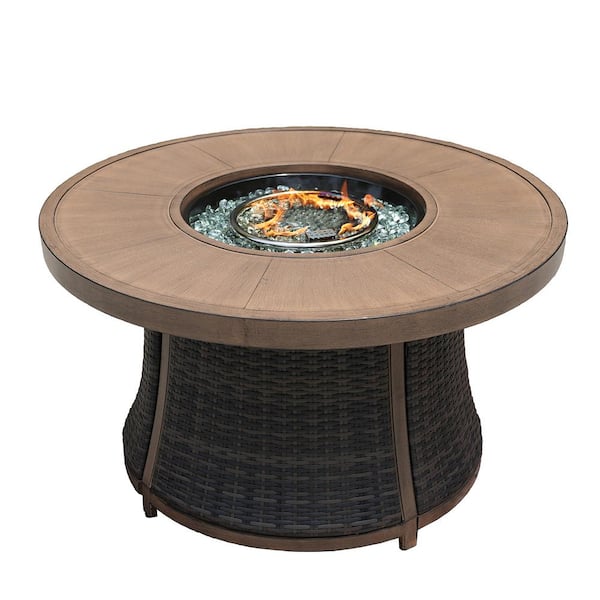 DIRECT WICKER Flame Wicker Outdoor Dining Table Patio Firepit Table