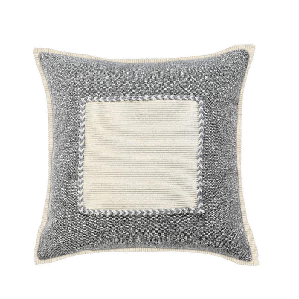 LR Home Riviera Gray Cream Framed Textured Poly-Fill 20 in. x 20 in.  Indoor Throw Pillow 4780A1084D9348 - The Home Depot