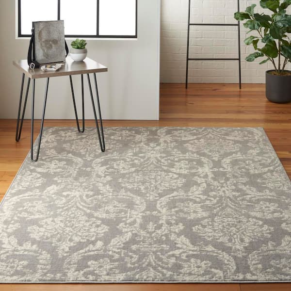 Jubilant Grey 6 ft. x 9 ft. Persian Vintage Area Rug