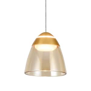 Roma 5 in. 1-Light ETL Certified Integrated LED Black Pendant Lighting Fixture with Glass Shade