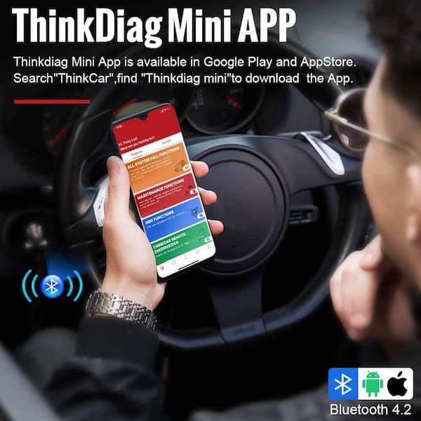Thinkcar Thinkdiag Mini Bluetooth OBD2 Scanner, Full System Diagnostics  with 15 Reset Functions, Auto VIN, DTC Lookup, Live Data TKDIAGMINI - The  Home Depot
