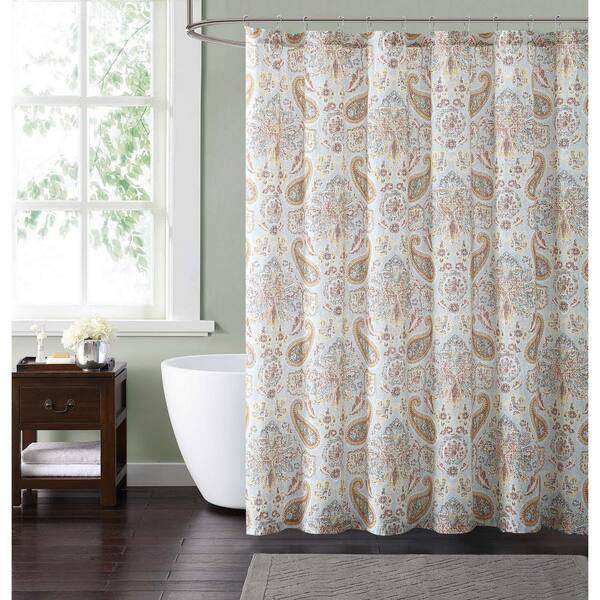 Style 212 Manchester 72 in. Blue and Neutral Shower Curtain