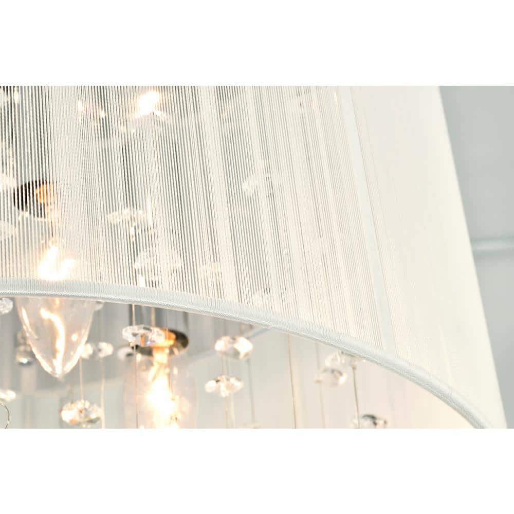 Glamorous Chrome 15'' Drum Shade Crystal Flush Mount Chandelier