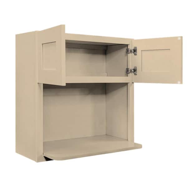 LIFEART CABINETRY Lancaster Stone Wash Plywood Shaker Stock Assembled Wall Microwave Kitchen Cabinet 30 in. W x 30 in. H x 12 in. D