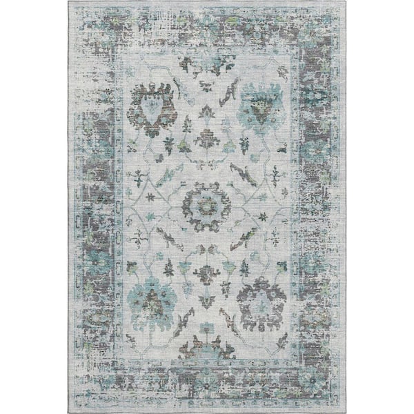 Mayfield Premium Machine Washable Abstract AMF1976 Teal 5 ft. x 7 ft. 6 in. Area Rug
