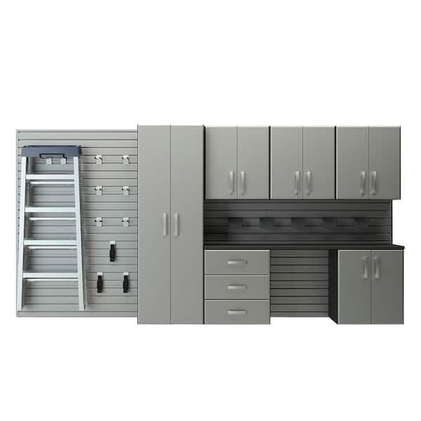 Flow Wall 7-Piece Composite Wall Mounted Garage Storage System in Silver (144 in. W x 72 in. H x 17 in. D)