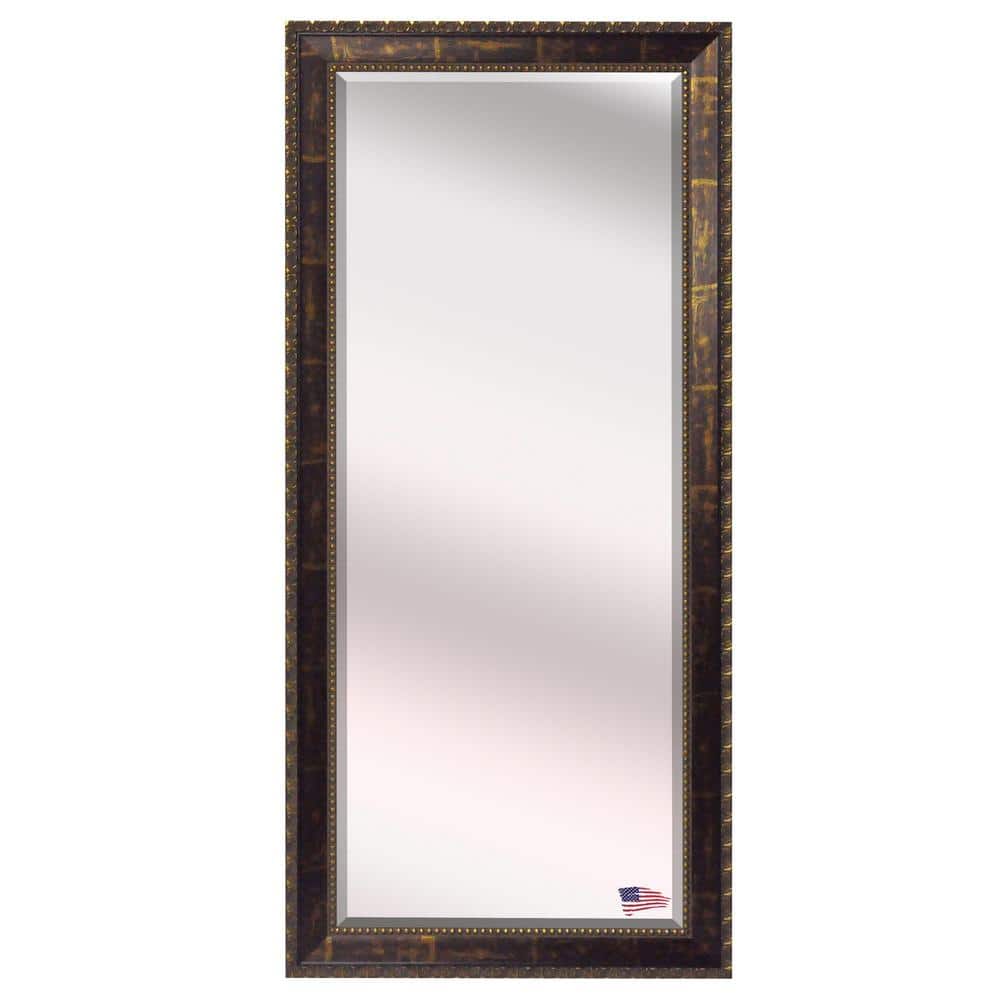 Oversized Cracked Bronze Wood Beveled Glass Modern Mirror (71 in. H X 30.5 in. W)