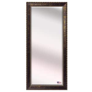 Oversized Cracked Bronze Wood Beveled Glass Modern Mirror (71 in. H X 30.5 in. W)