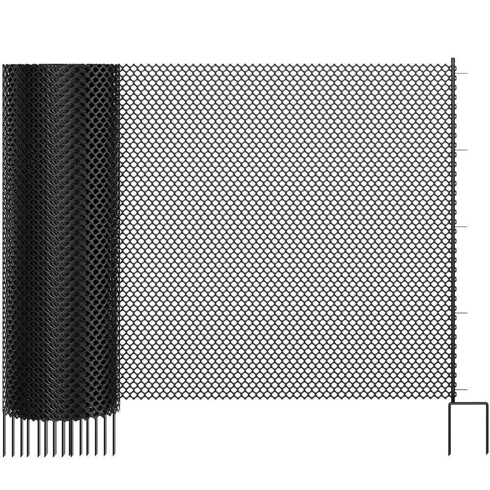 3 ft. x 82 ft. Plastic Barrier Fence Temporary Fencing with Metal Stakes Black Safety Garden Netting for Backyard price history on PriceWatchPro