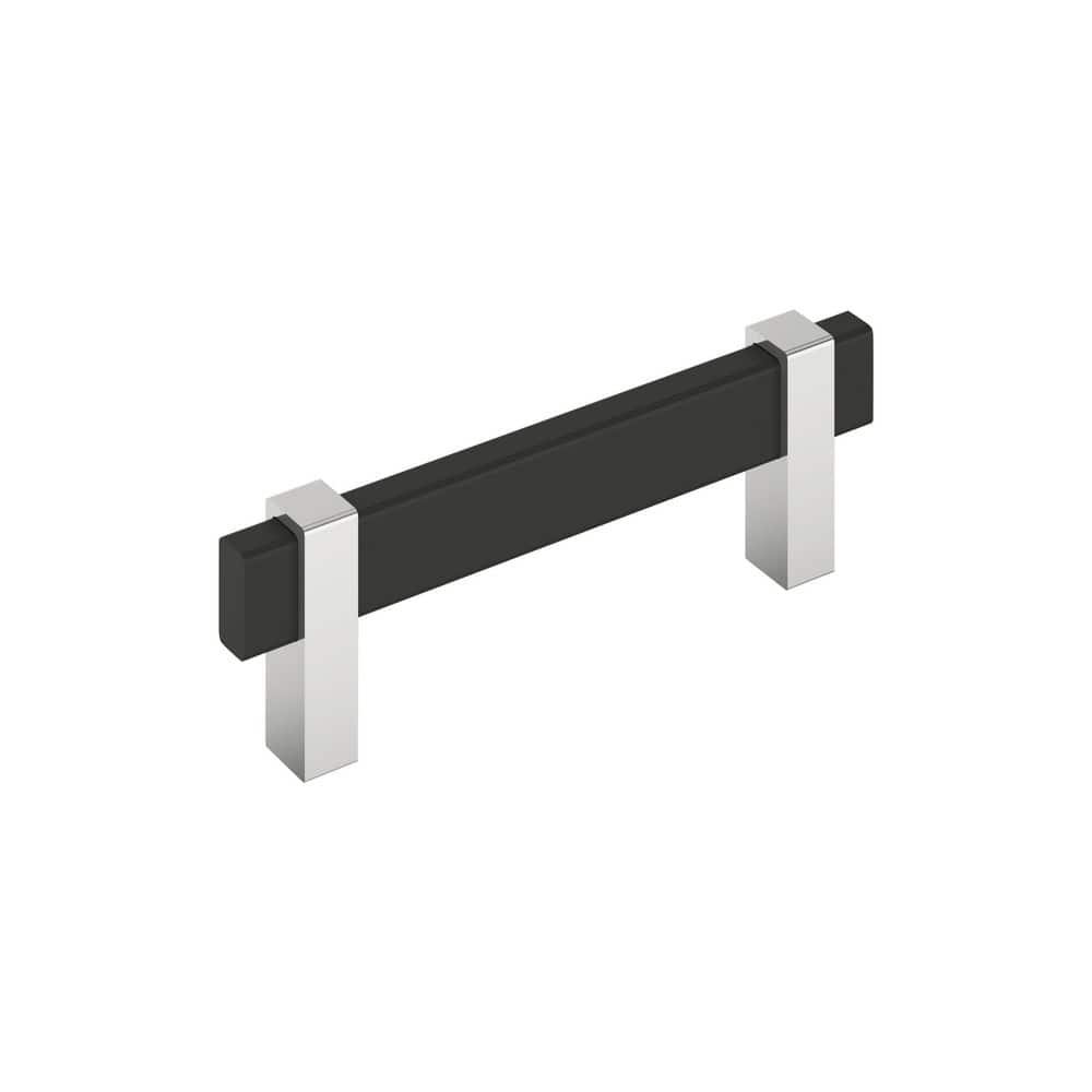Mulino 3-3/4 in. (96mm) Center-to-Center Modern Matte Black/Polished Chrome Bar Cabinet Pull price history on PriceWatchPro