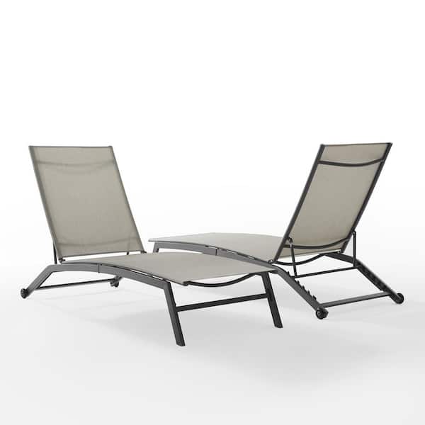 CROSLEY FURNITURE Weaver Light Gray 2-Piece Sling Outdoor Chaise Lounge