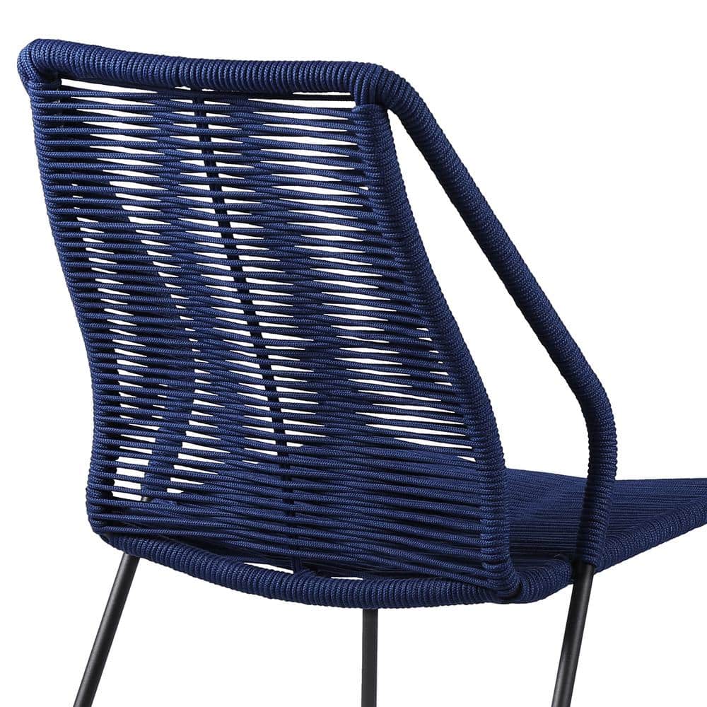 Clip 22" Blue Steel and Rope Armless Side Chairs - Set of 2