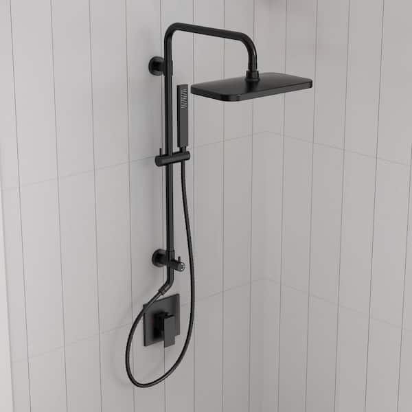 Single Handle 2-Spray Tub and Shower Faucet 2.5 GPM with 2 Modes Showerhead in. Matte Black Valve Included