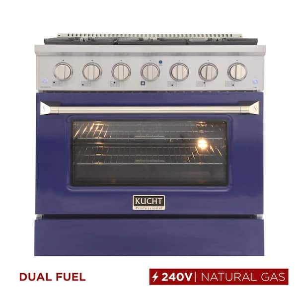 Kucht 36 in. 5.2 cu. ft. Dual Fuel Range with Gas Stove and Electric Oven with Convection Oven in Blue