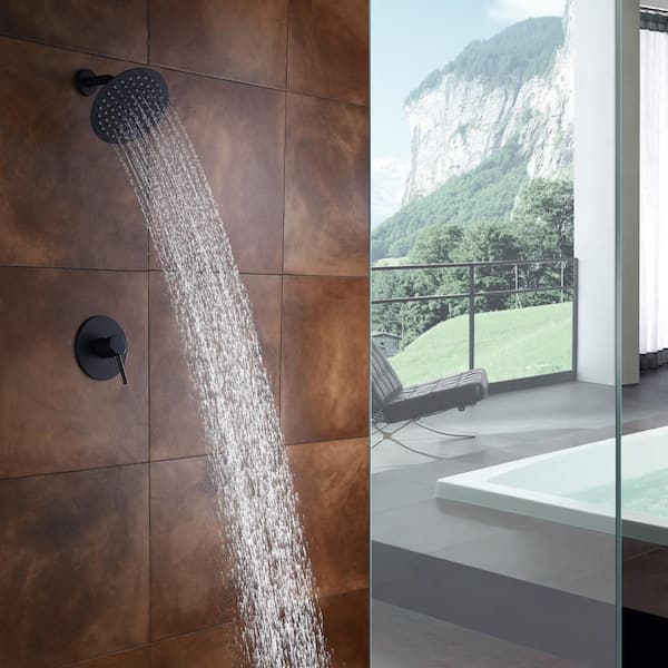Single Handle 1-Spray Shower Faucet 1.8 GPM with Pressure Balance in Matte Black (Valve Included)