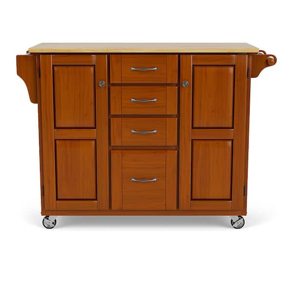 HOMESTYLES Create-a-Cart Warm Oak Kitchen Cart With Natural Wood Top