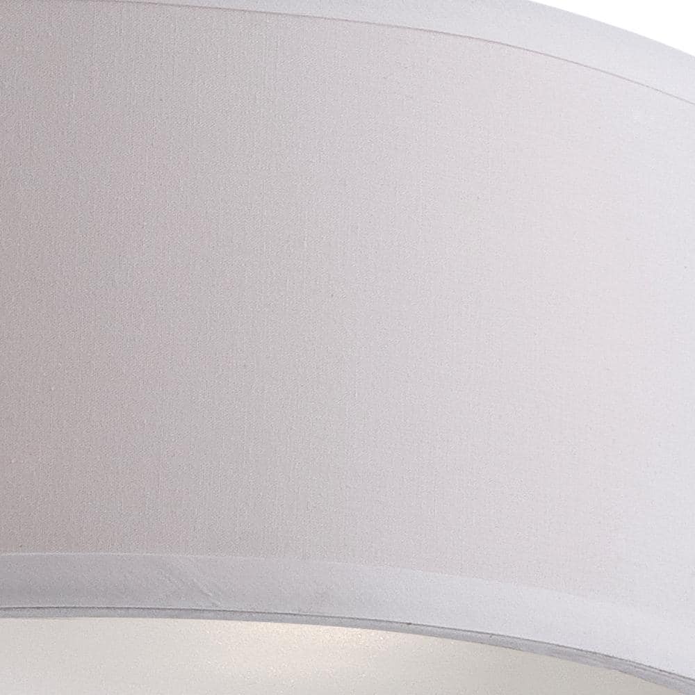 Contemporary Chrome Drum Ceiling Light with White Shade