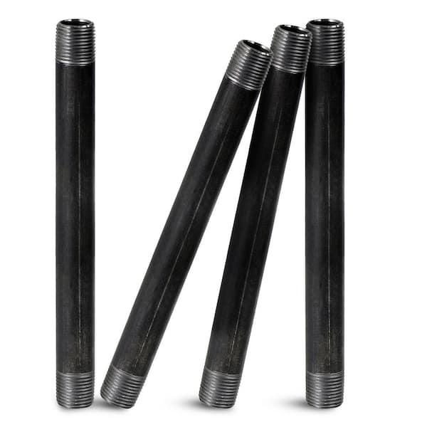 PLUMBFLEX Black Steel Pipe, 1 in. x 10 in. Nipple Fitting (Pack of 4)