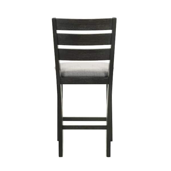 Woodlands 41.3 in. H Black and Gray High Back Wood Counter Height Bar Stool Chair with Upholstered Seat (Set of 2)