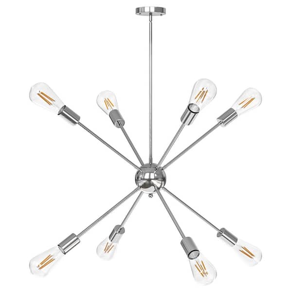 YANSUN 8-Light Chrome Sputnik Industrial Chandelier Modern Farmhouse Ceiling Light Fixture for Bedroom,Kitchen,Island
