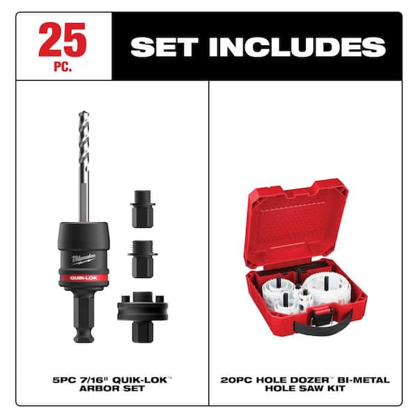 7/16 in. Shank QUIK-LOK Hole Saw Arbor Set and Hole Dozer General Purpose Bi-Metal Hole Saw Set (20-Piece)