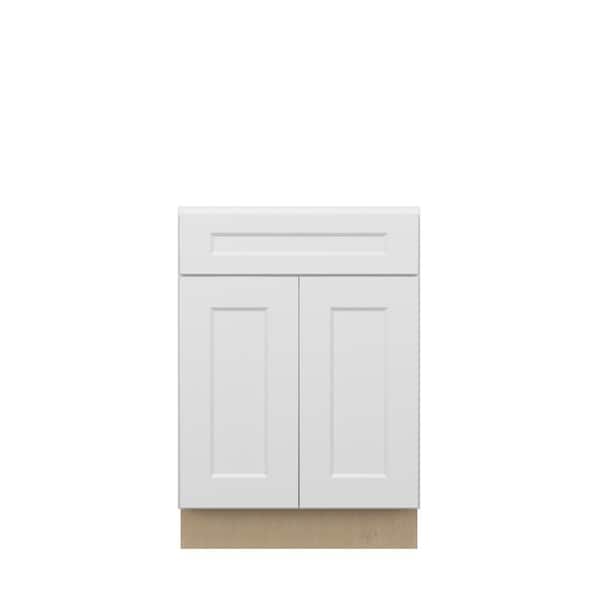 Norfolk Shaker 24 in. W x 34.5 in. H x 18 in. D in Painted White Plywood Assembled Bath Base Cabinet