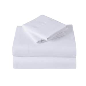 Microfiber 4-Piece White Solid Full Sheet Set