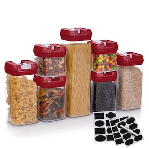 7-piece Plastic Stackable Airtight Food Storage Container Set - Red