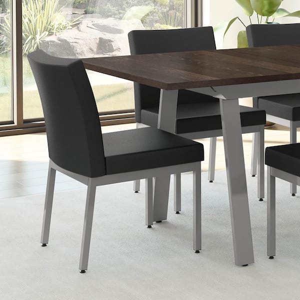 Amisco Perry Black Faux Leather / Metallic Grey Metal Dining Chair (Set of 2)