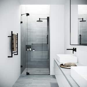 Pirouette 36 to 42 in. W x 71 in. H Pivot Frameless Shower Door in Matte Black with 3/8 in. (10mm) Clear Glass