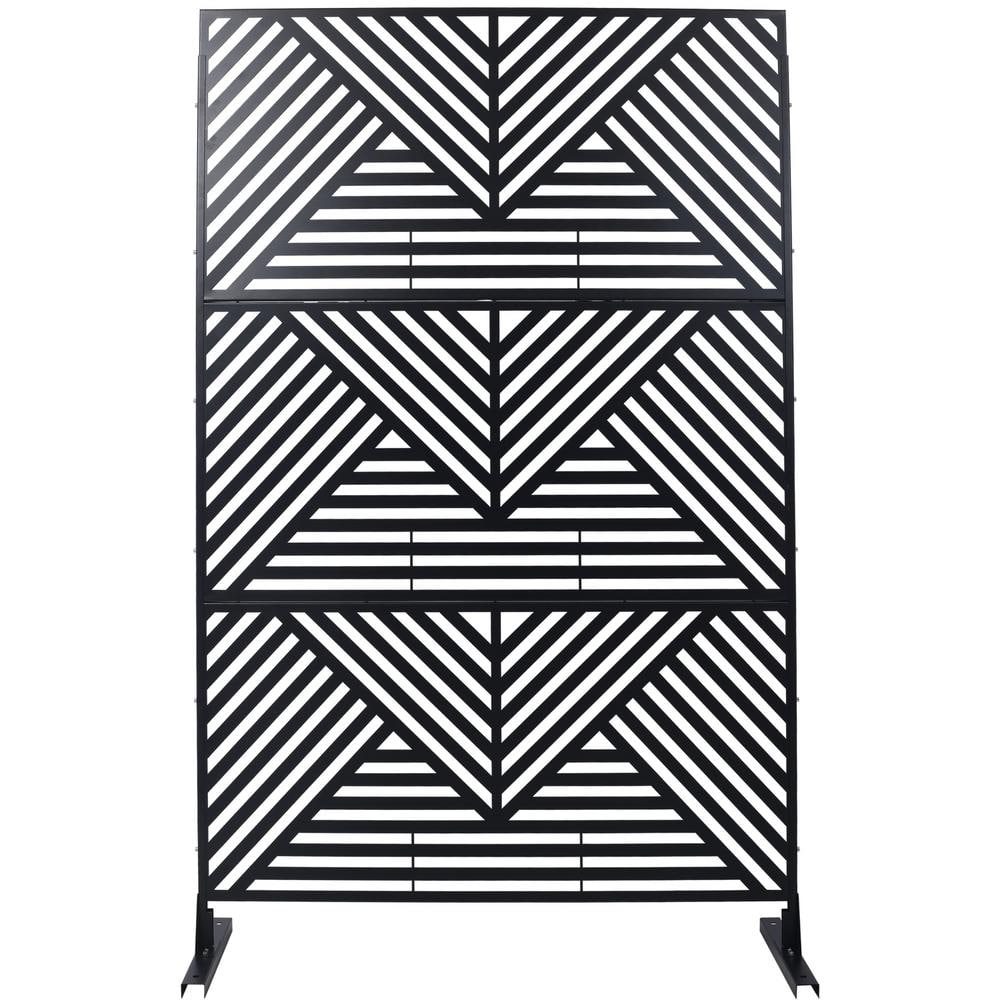 6.3 ft. x 4 ft. Black Steel Freestanding Flat Flat Top Decorative Privacy Screen Metal Fence Panel price history on PriceWatchPro