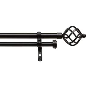 Torch 36 in. - 72 in. Adjustable 1 in. Double Curtain Rod Kit in Matte Bronze with Finial