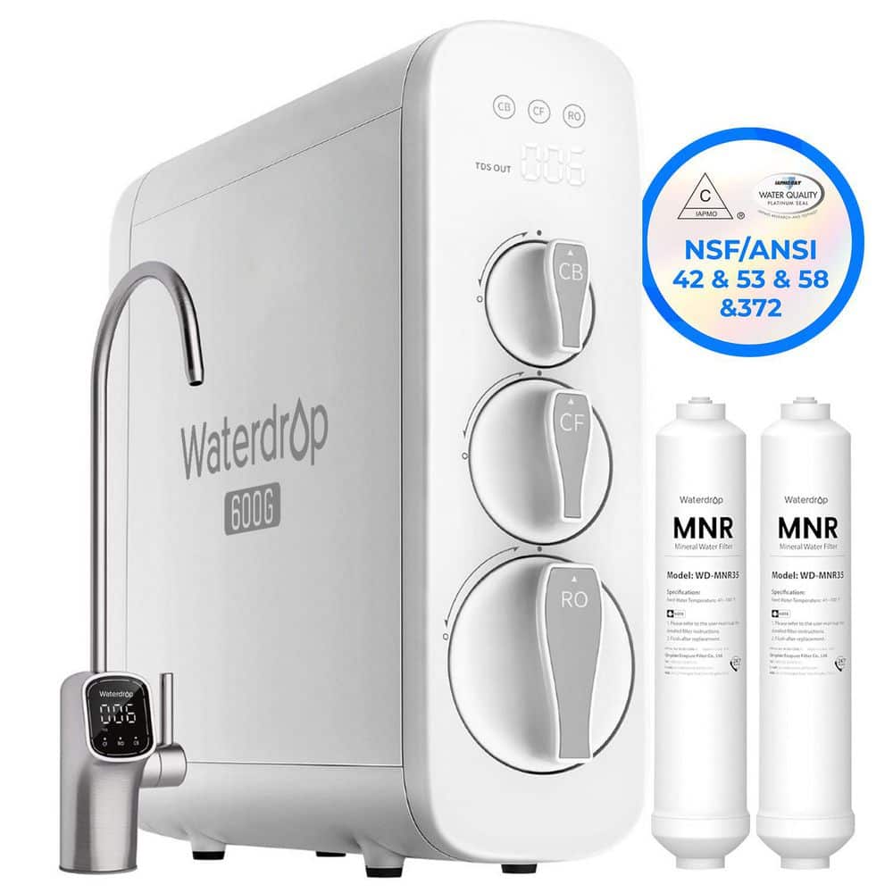 G3P600 8-Stage NSF Certified Reverse Osmosis Water Filtration System, Under-Sink Water Filter, Extra MNR35-2 Filter