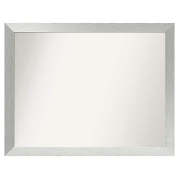 Amanti Art Brushed Sterling Silver 42 in. x 33 in. Custom Non-Beveled Wood Framed Bathroom Vanity Wall Mirror
