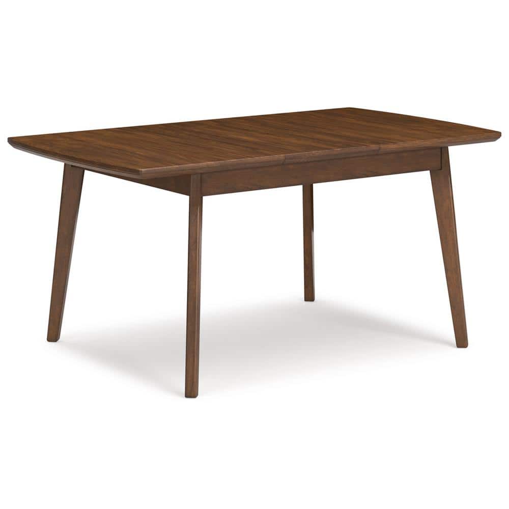 Mid-Century Modern Brown Wood Extendable Dining Table
