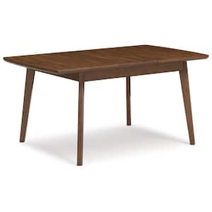 Lyncott Contemporary Brown Wood 36 in. 4 Legs Dining Table Seats 6