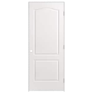 32 in. x 80 in. 2-Panel Arch Top Left-Handed Hollow-Core Textured Primed Composite Single Prehung Interior Door