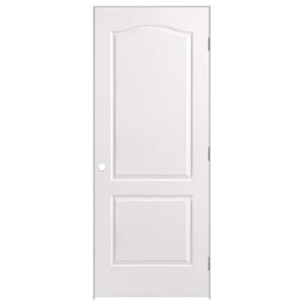 Masonite 30 in. x 80 in. 2 Panel Arch Top Solid Core Textured Primed Composite Single Prehung Interior Door
