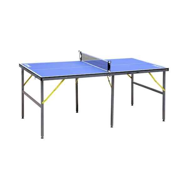 6 ft. Mid-Size Foldable Table Tennis Table Ping Pong Table Set with Net, 2 Paddles and 3 Balls for Indoor Outdoor