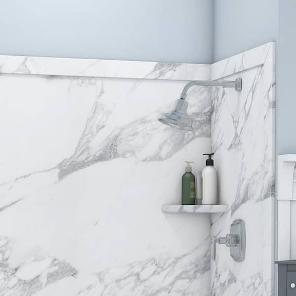 Corner Shelf for Flexstone Bath and Shower Wall Surrounds - White